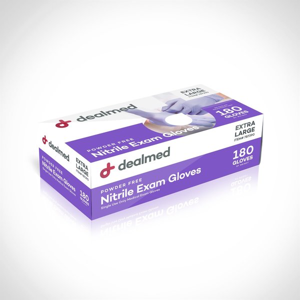 Dealmed Nitrile Disposable Gloves, Nitrile, Powder-Free, XL, 1800 PK, Blue/Violet 787390